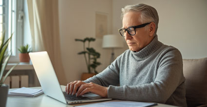 Persona realizando trámites online